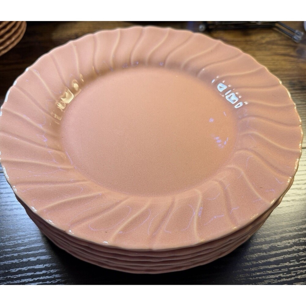 VTG Franciscan Coronado Coral Pink Luncheon Six Plates 9.25" California USA Set